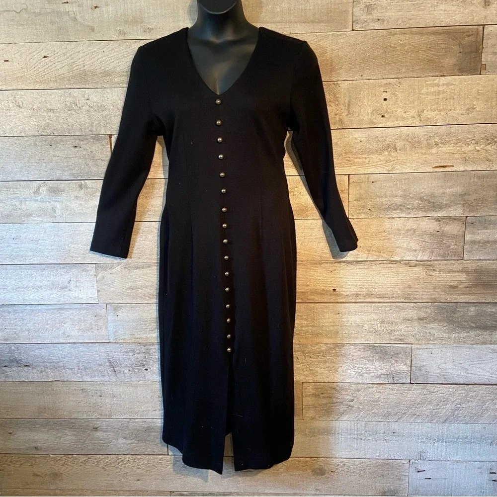 🇨🇦 Vintage Dalmys women's 80's/90's black dress in size 13